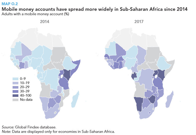 Graphic depicting mobile money accounts around the world.