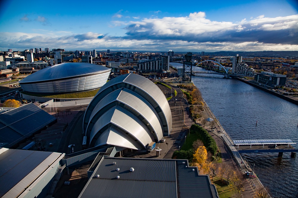 Aerial view of Glasgow, Scotland.